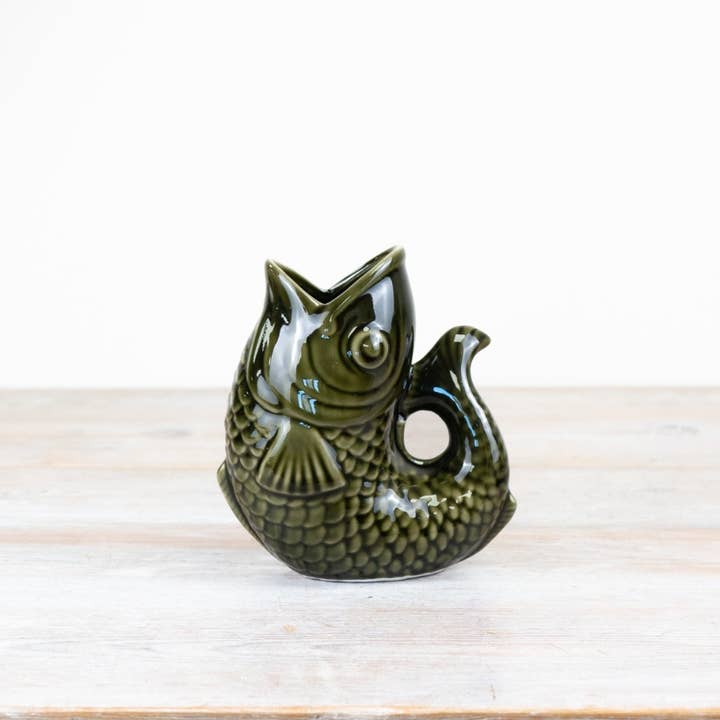 Dark Green Fish Vase, 14.7cm for wholesale by Gainsborough Giftware x Portland Living