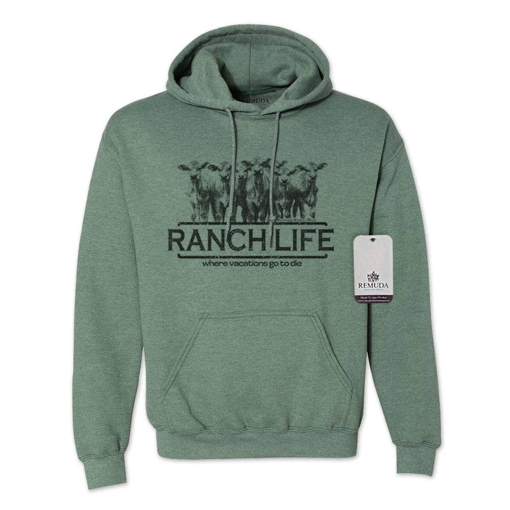 Remuda Western Wear - Wholesale Hoodie - Unisex - Ranch Life: Where Vacations Go To Die - Adult Unisex Western Hoodie2