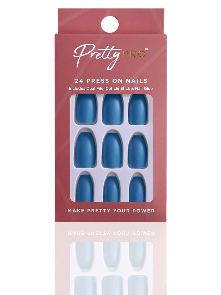 Press On False Nails Too Good To Be Blue 24pcs for wholesale by Pretty Pro