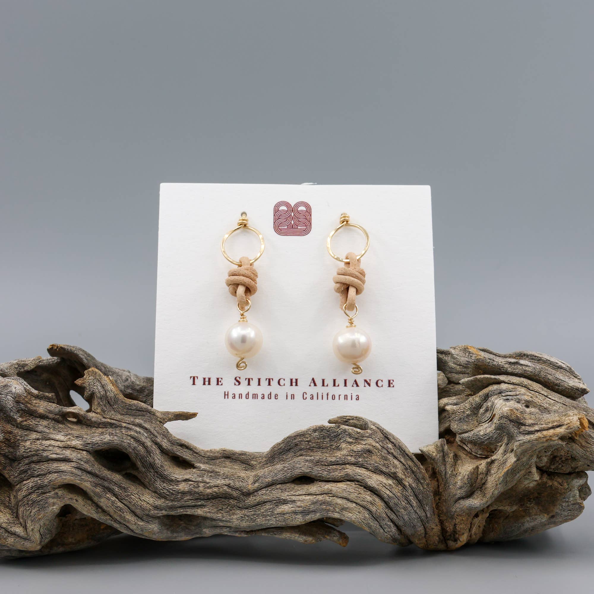 The Stitch Alliance - Wholesale Dangle Earrings - Freshwater Pearl Drop Earrings / 14k Gold Fill / Leather7