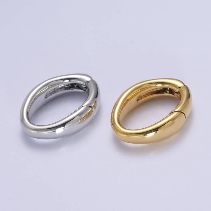 Fecho Oval de Mola Revestido a Ouro 18K, Fecho de Mosquetão de Mola, Fecho Oval Dourado, Fecho Minimalista Delicado para Fabrico de Joias L-666 por atacado de Aim Eternal