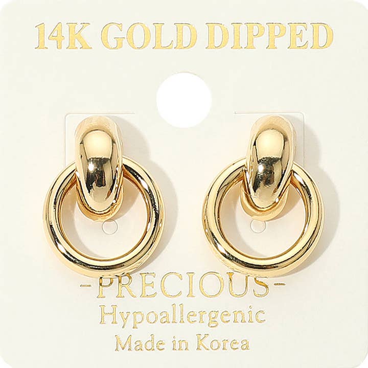 14K Gold Dipped Hypoallergenic Door Knocker Earrings for wholesale by Sensibling Corp.