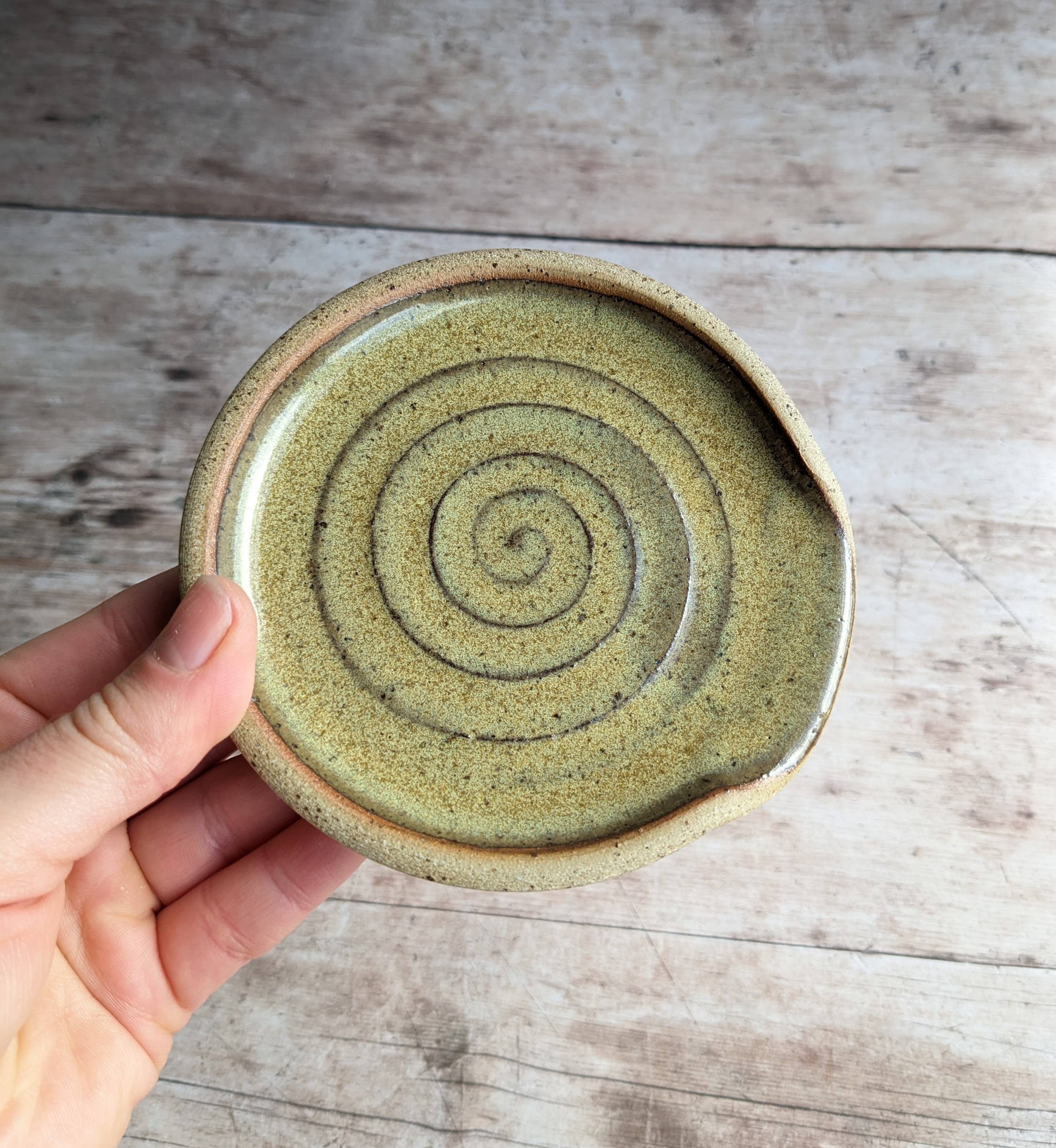 Jess McCormick Pottery – wholesale Spoon rest – MOSS large stoneware spoon rest1