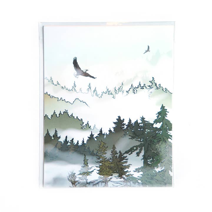 Foggy Forest Print - 8x10 tommer for engroshandel hos Wild Life Illustration Co.