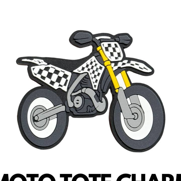 Checkered Dirt Bike - Moto Tote Charm for wholesale by Strictly Wild