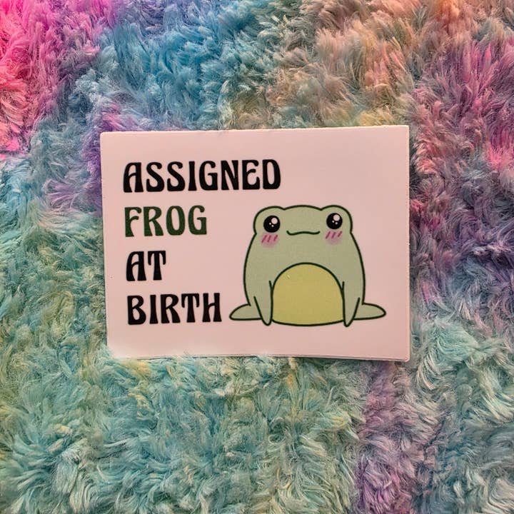 Assigned Frog At Birth Sticker for wholesale by Destructogirl