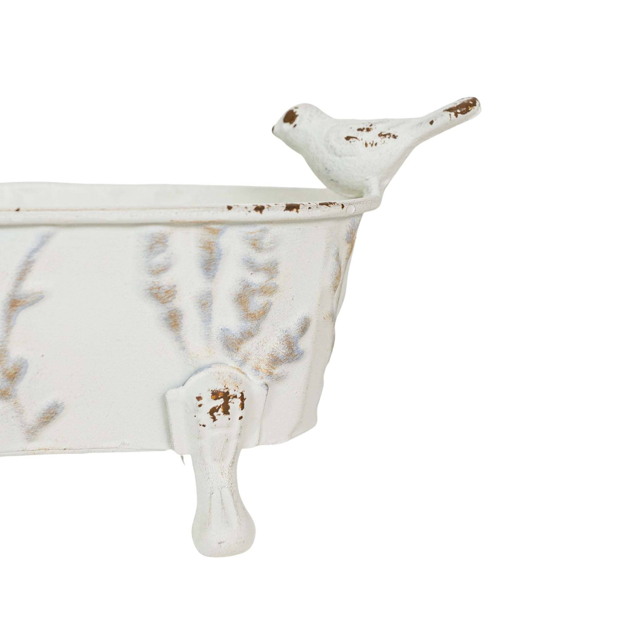 Foreside Home & Garden - Wholesale Bath Soap Dish - Lyra Vintage Clawfoot Bathtub Mini Planter White Soap Dish1