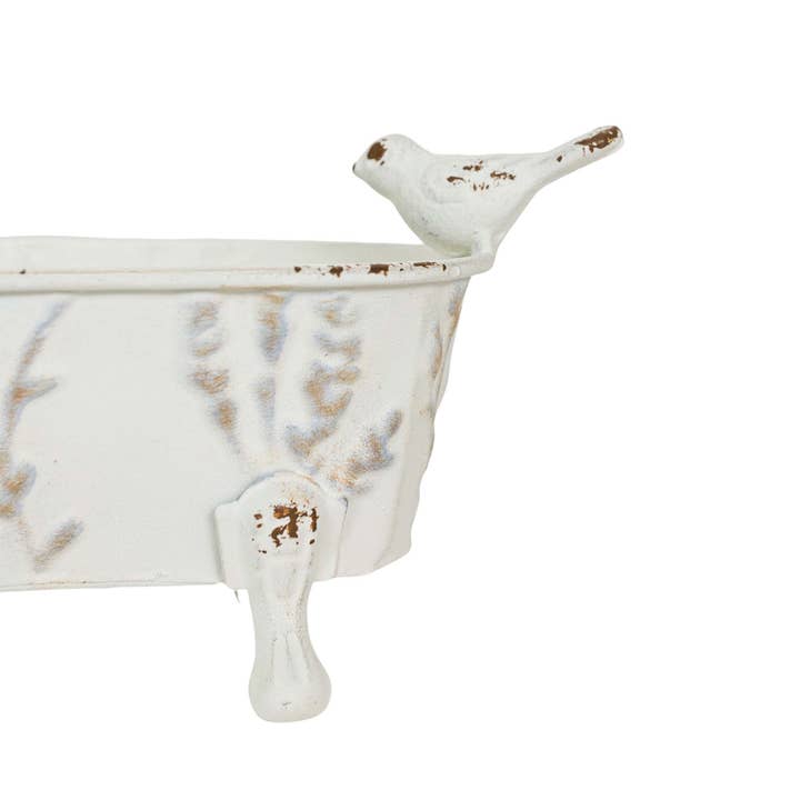 Foreside Home & Garden - Wholesale Bath Soap Dish - Lyra Vintage Clawfoot Bathtub Mini Planter White Soap Dish1