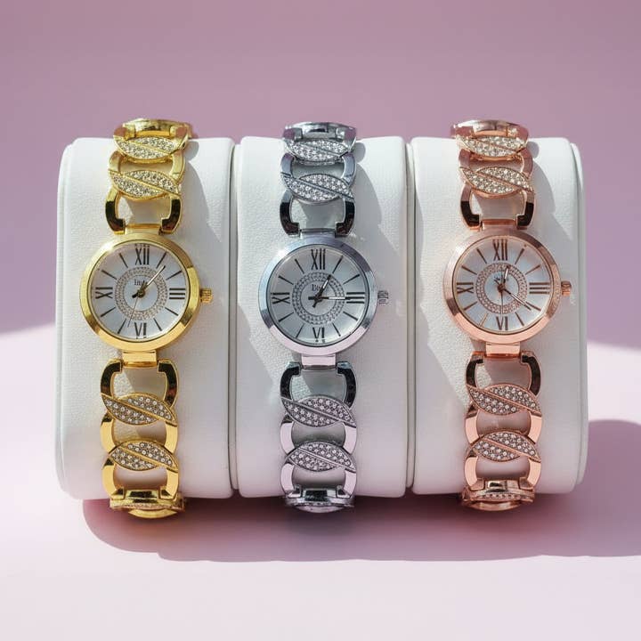 Arya Jewellery Wholesale - Wholesale Wrist Watch - Women's - Crystal Link Round Face Watch2