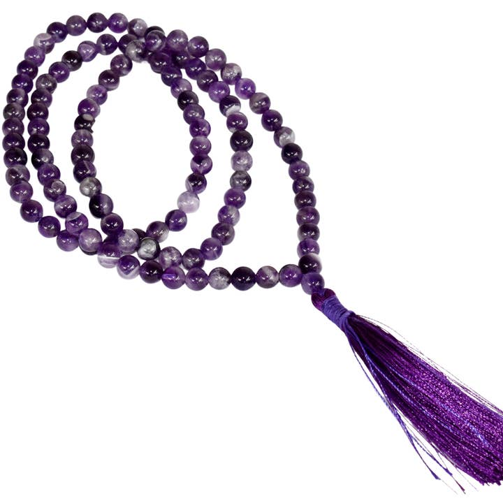Soothing Crystals - Wholesale Prayer Beads Necklace - Gemstone Mala | Amethyst | 108 Prayer Beads Mala | Jap Mala