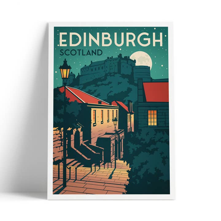 Edinburgh Castle - View from Vennel, Travel Poster, Scotland for wholesale by Printagonist