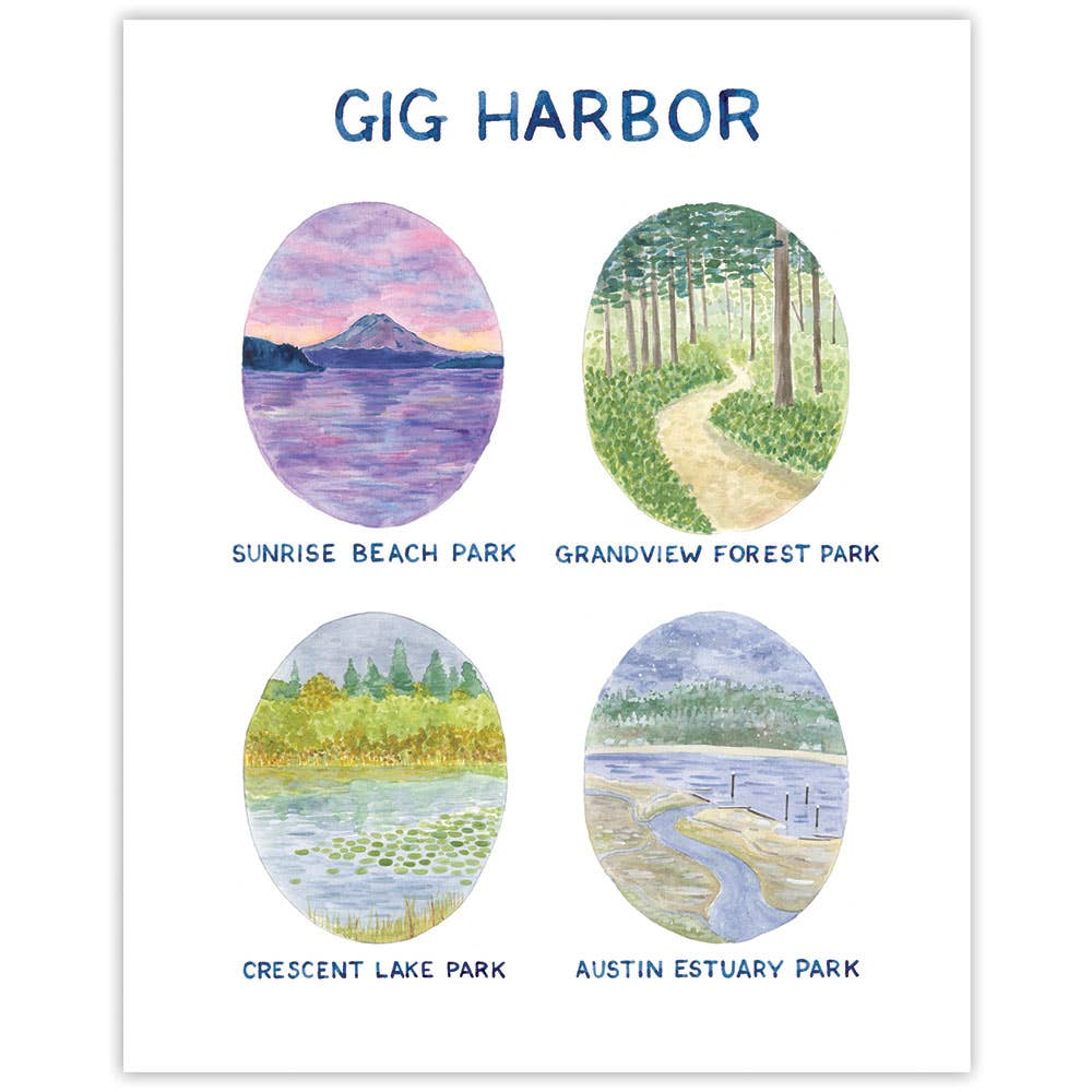 Yardia - Wholesale Art Print - Gig Harbor - 8” x 10” Watercolor Art Print0
