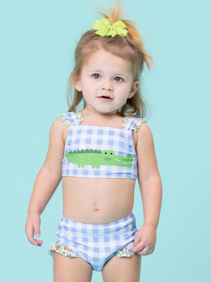 Gingham Gator Splash Badpak voor wholesale door Marie Nicole Clothing