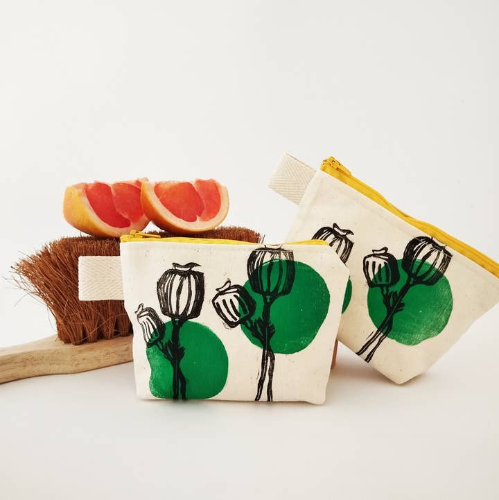 The Ink Job - Wholesale Pouch - Women's - Blockprinted Poppy Print Purse0