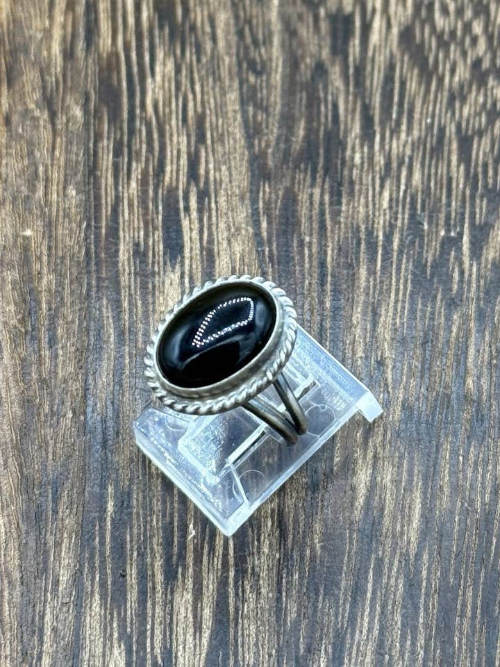 Native Navajo Handmade Sterling Silver Black Onyx Band Rings By Byron Begay for wholesale by Native City Jewelry