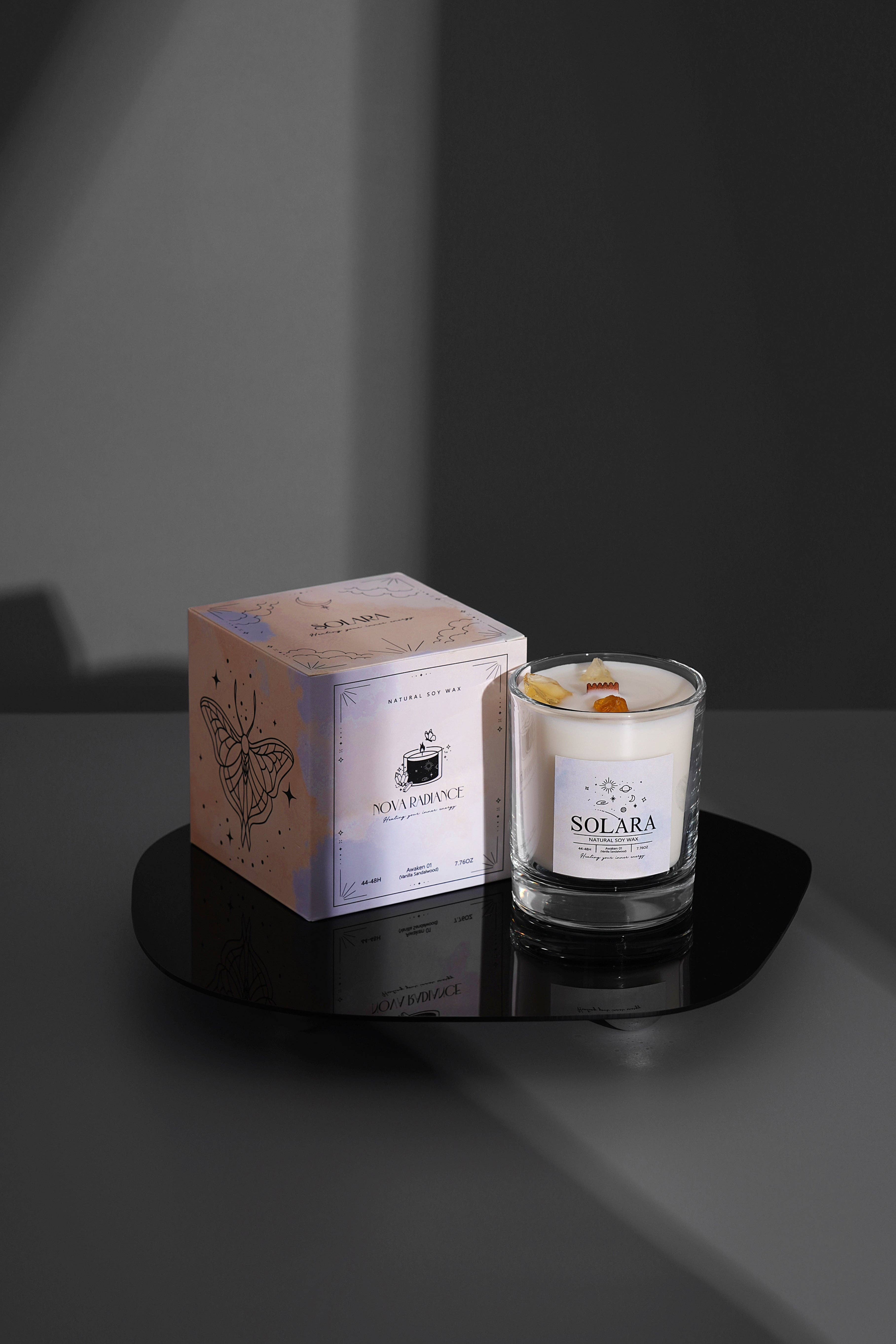 Nova Radiance Co. - Wholesale Jar/Filled Candle - Crystal-infused Candle (7.7oz) | Solara