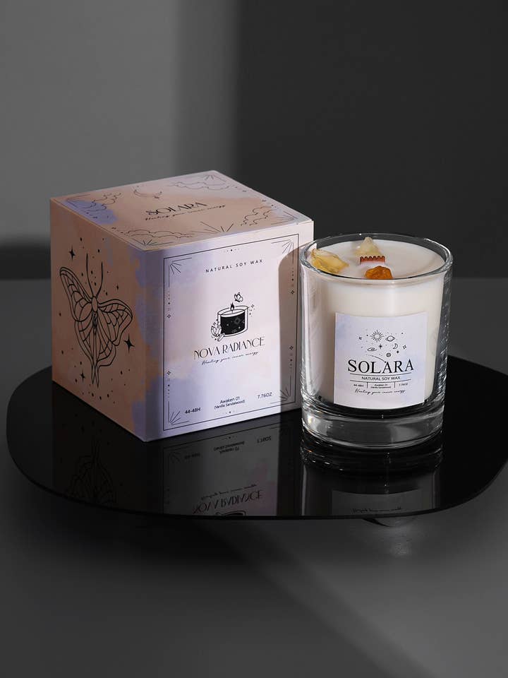 Crystal-infused Candle (7.7oz) | Solara for wholesale by Nova Radiance Co.