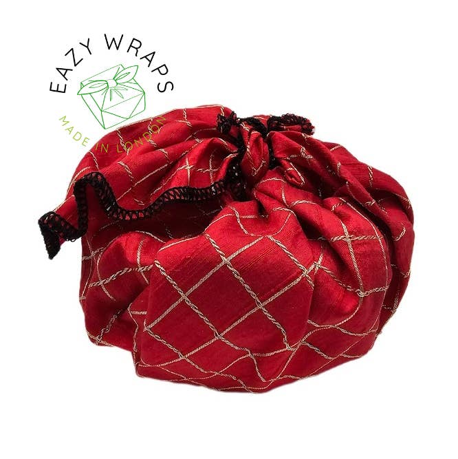 Eazywraps – wholesale Flat wrap – Lattice Elegance/Red Silk Gift Wrap/ Sustainable Luxury Wrap0