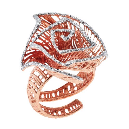 Rose Gold Brons Ring med Silver Glitter för wholesale av Ottaviani
