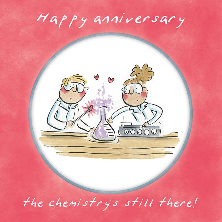 Chemistry anniversary greetings card for wholesale by Inky Blue Ltd t/a Holy Mackerel