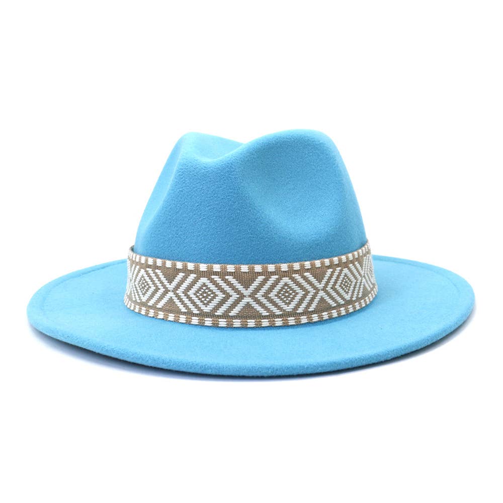 Suzie Q USA - Wholesale Fedora - Women's - Aztec Belt Retro Flat Fedora Hat25