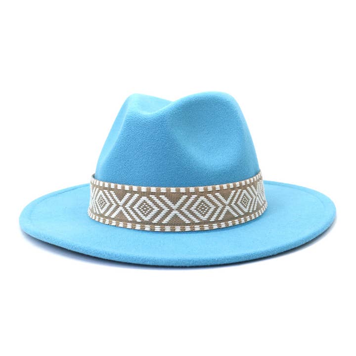 Suzie Q USA - Wholesale Fedora - Women's - Aztec Belt Retro Flat Fedora Hat25