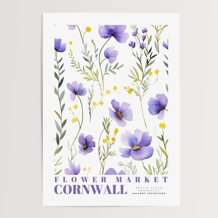 Póster del mercado de flores de Cornwall para venta al por mayor de Enchanted Sights