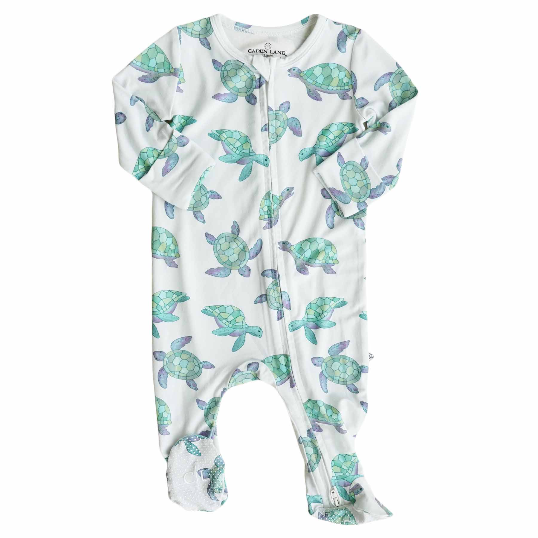 Caden Lane - Wholesale Sleepsuit - Baby - Totally Turtles Zipper Footie3