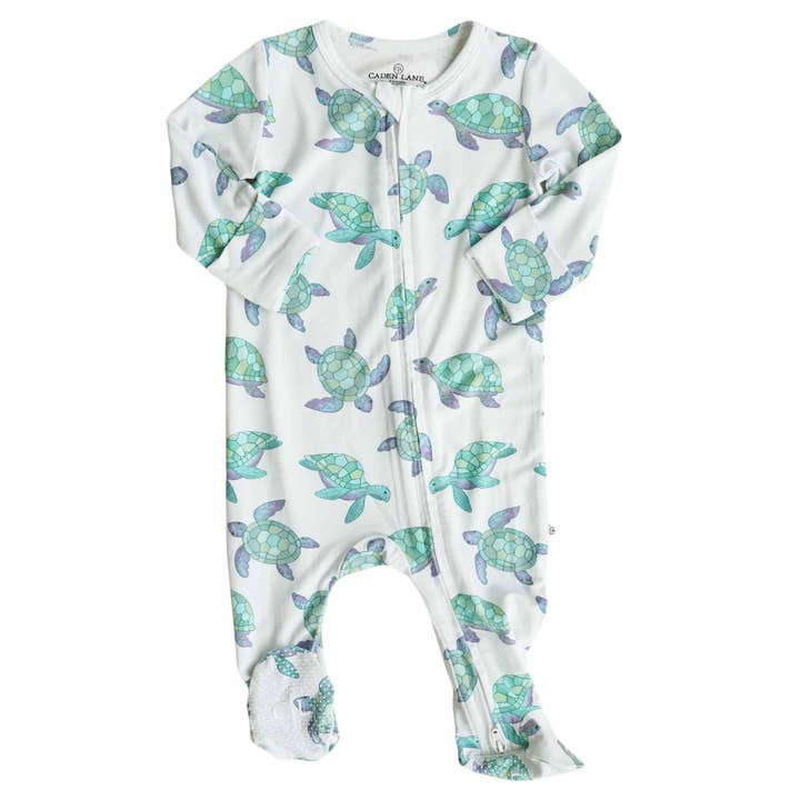 Caden Lane - Wholesale Sleepsuit - Baby - Totally Turtles Zipper Footie3