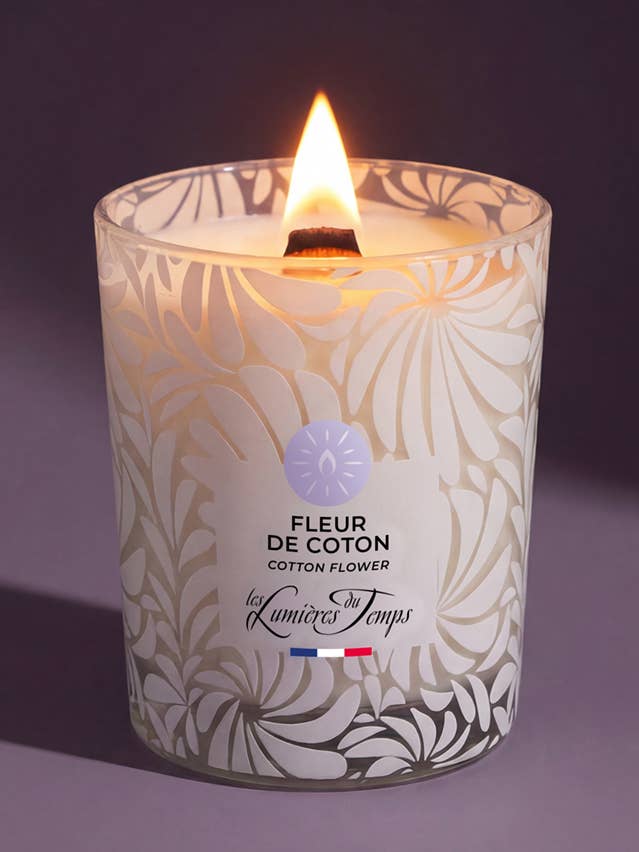 Vela Vegetal 180 g mecha de madera Flor de Algodón para venta al por mayor de Les Lumières du Temps