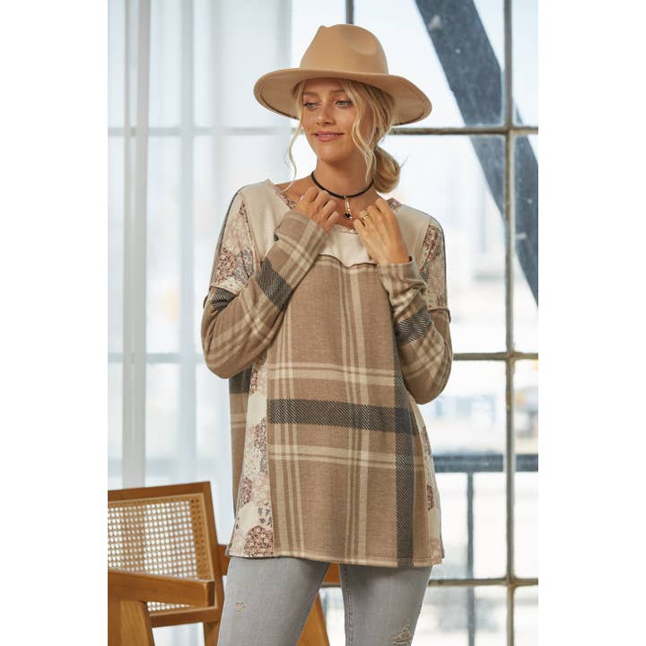 Plaid Patchwork Pullover för wholesale av salt & bit