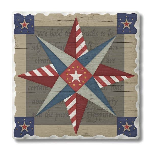 American Guiding Star enkele absorberende onderzetter van getrommelde tegels voor wholesale door CounterArt/Highland Home/Thirstystone