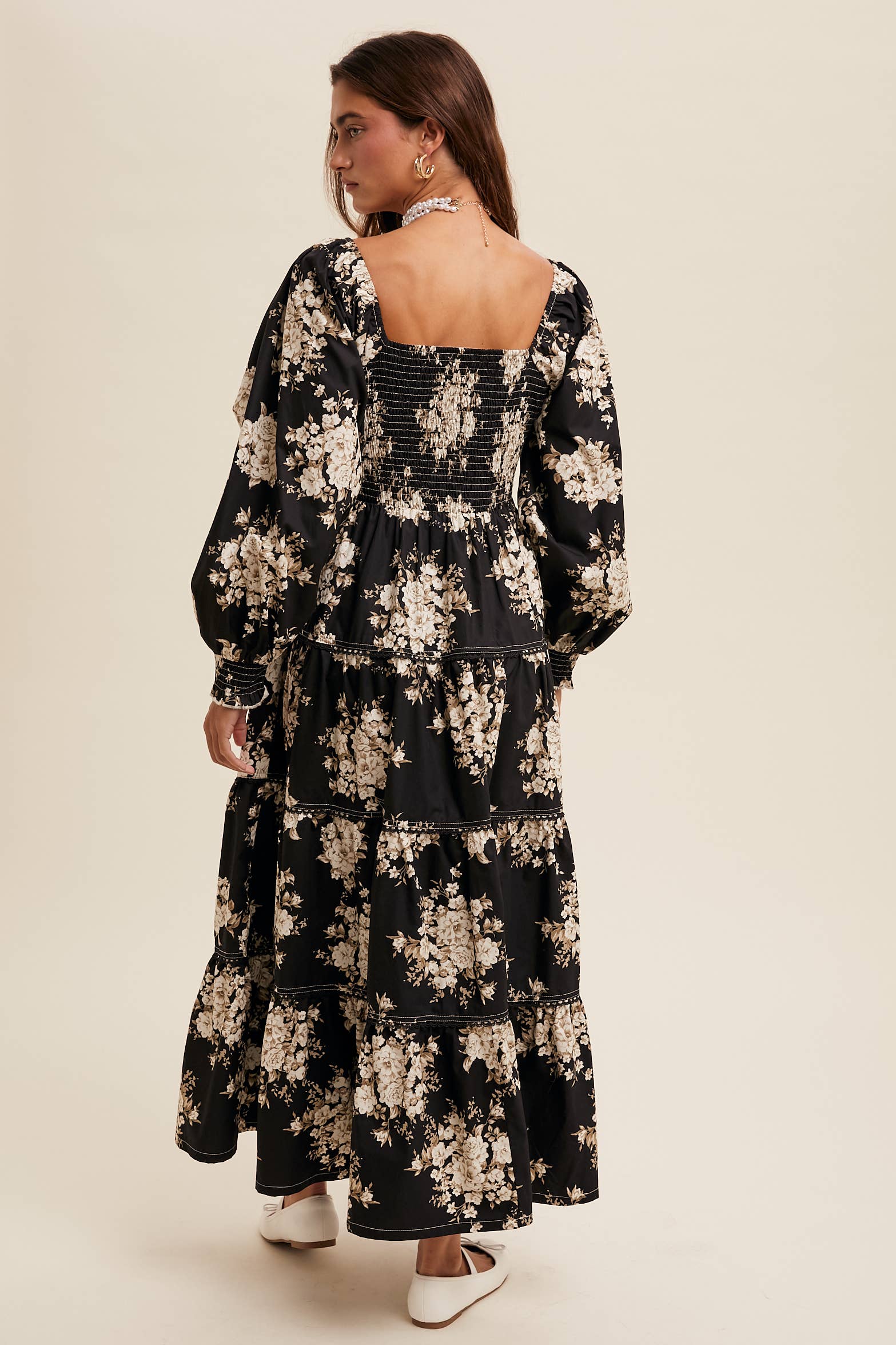 Listicle - Wholesale Dress - Women's - Romantic Floral Tiered Maxi Dress18