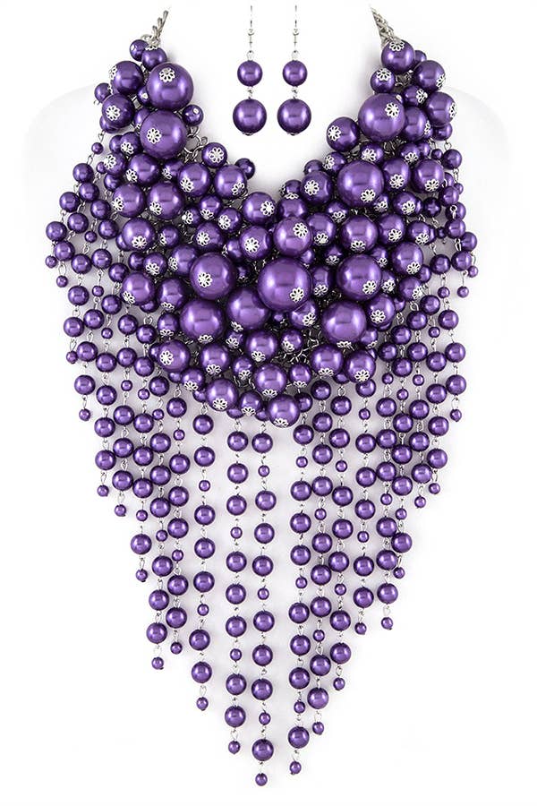 Artini Accessories – wholesale Jewellery set – Head Turner Statement Mix Pearl Layer Necklace Set11