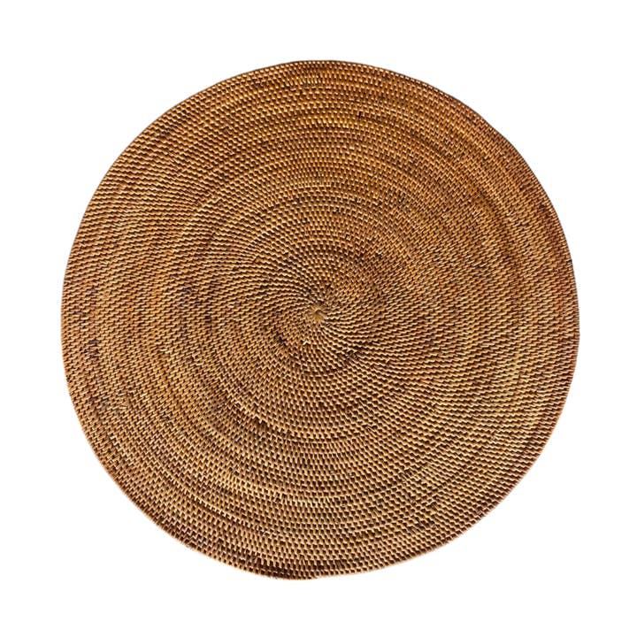 The Artisan and Company - Wholesale Placemat - 16" inch Round Full Rattan Honey Brown Placemat0