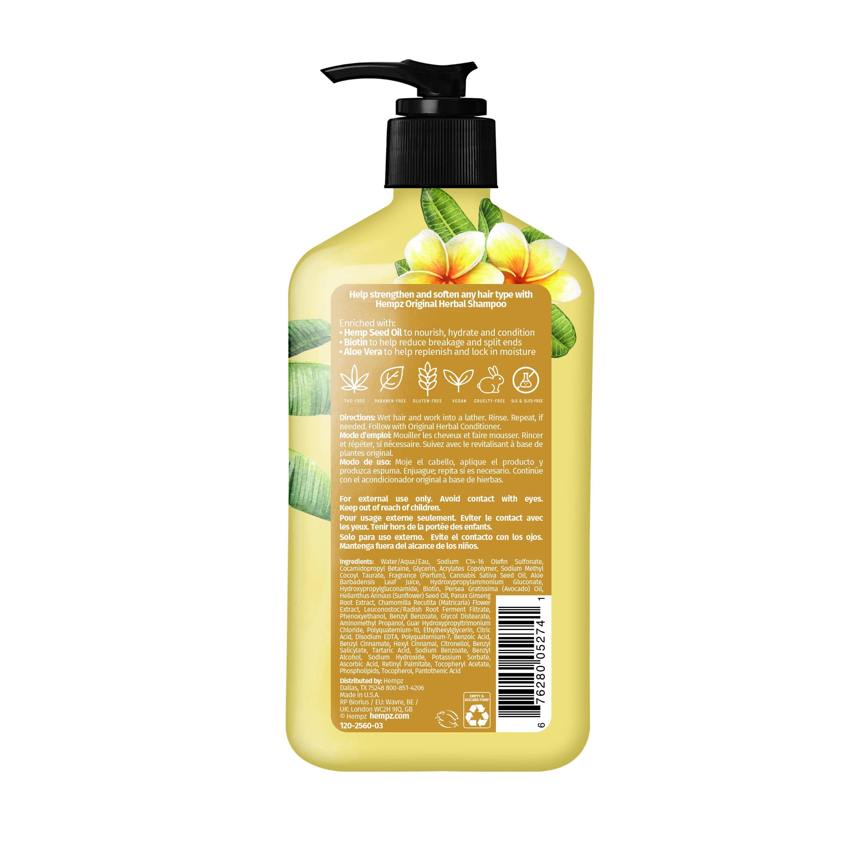 Hempz UK – Großhandel Haarshampoos – Original Floral Banana Kräutershampoo mit veganem Biotin und Aloe Vera für alle Haartypen1