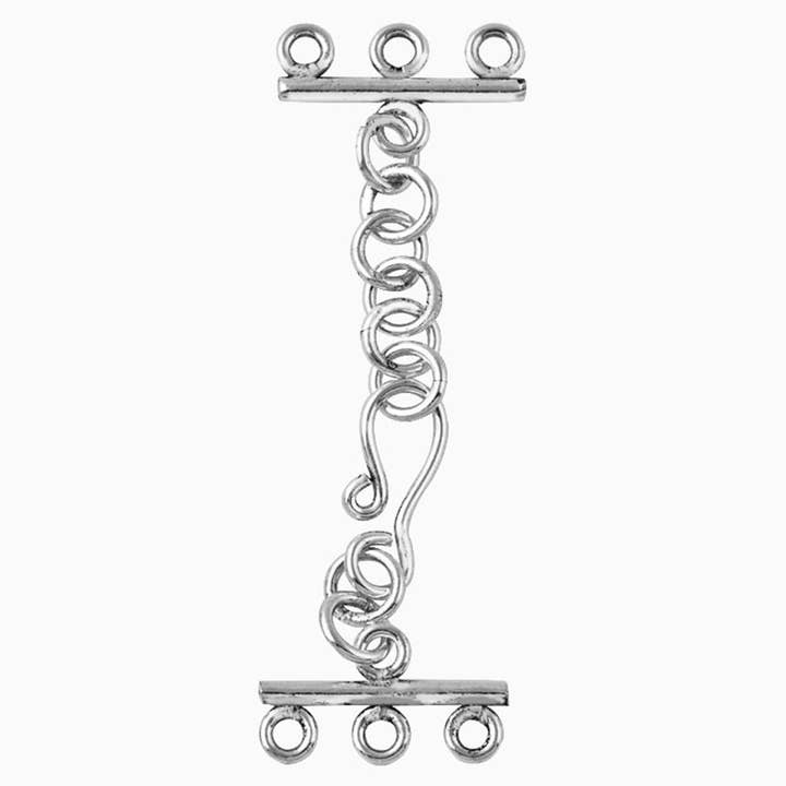 CSF-156-3H Silver Overlay Multi Strand Clasp With 3 Hole for wholesale by Bali Designs