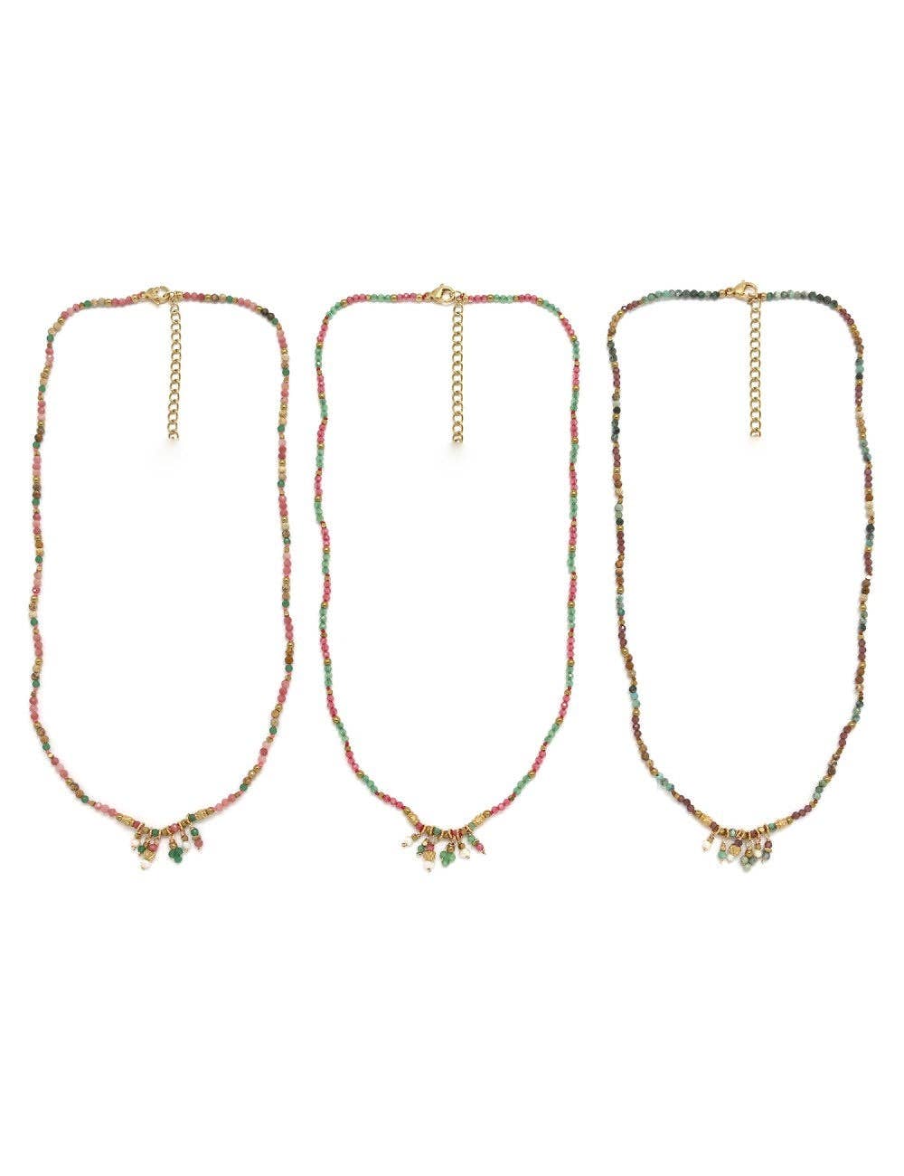 LIZOU – Großhandel Kette mit Anhänger/Charm – Zarter Steinzauber-Halskette - N2-25830