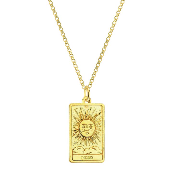 The Sun Tarot Card Silver Necklace for wholesale by Ancient Things