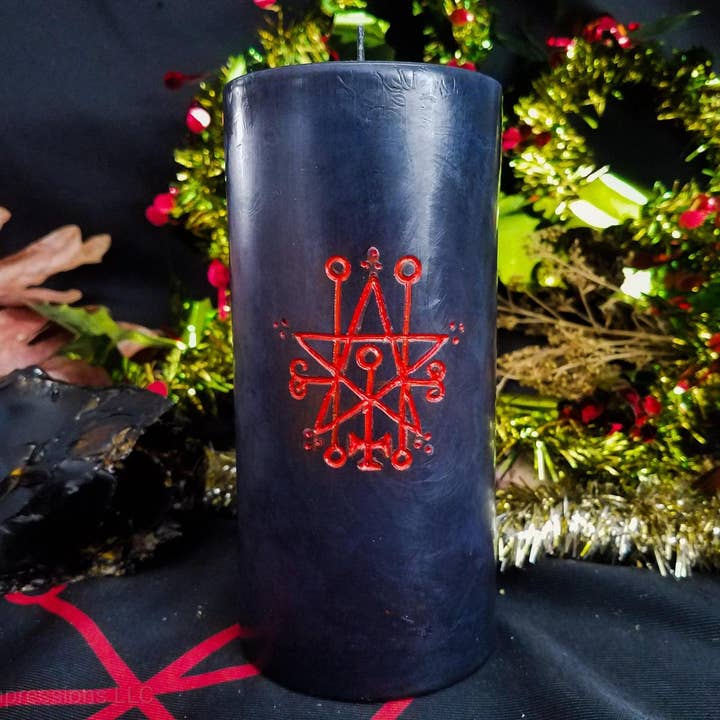 Astaroth Sigil Pillar Candle for wholesale by Goetic Impressions