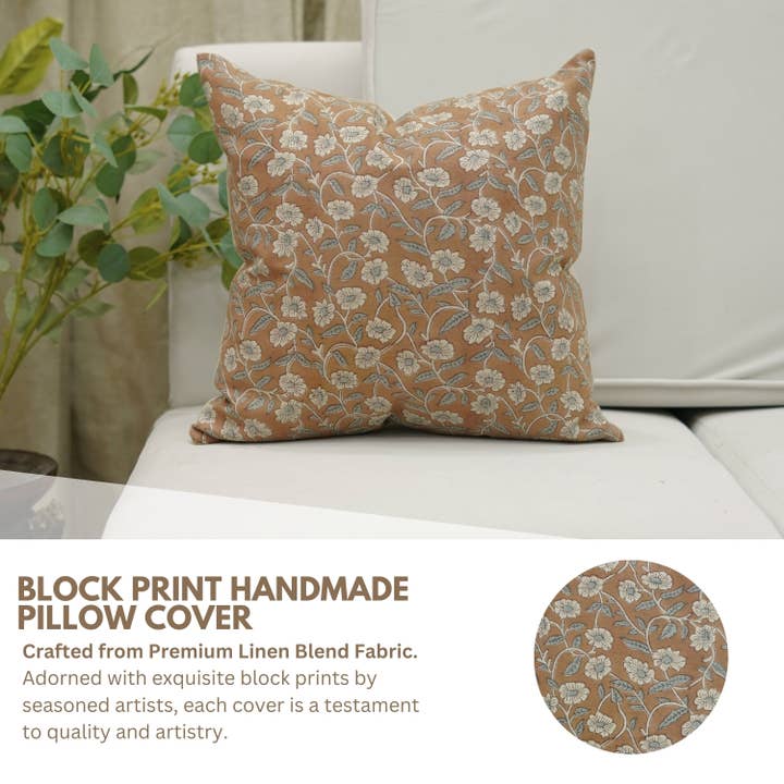 Fabdivine - Wholesale Throw Pillow Cover - Artistic Block Print Linen Blend Pillow Cover - Haridwar5