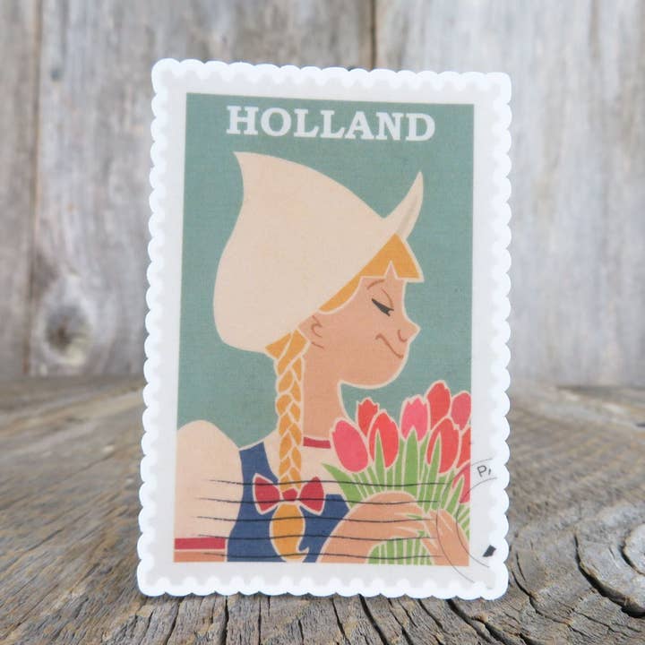 Holland Tulpen Souvenir Sticker Nederland Postzegelstijl Michigan Nederlands Reissouvenir Waterfles Laptop voor wholesale door Kirk's Krafts