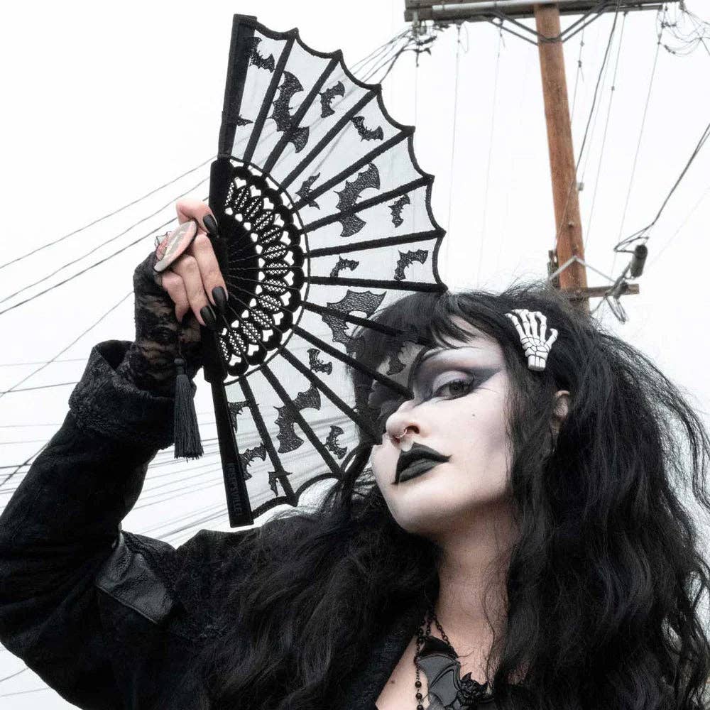 Kreepsville - Wholesale Handheld Folding Fan - Bat Lace Hand Fan4