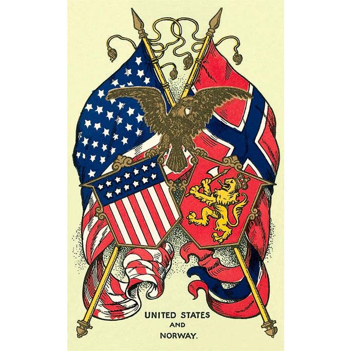 Greeting Card PT-200 Flags of United States and Norway for wholesale by Found Image Press