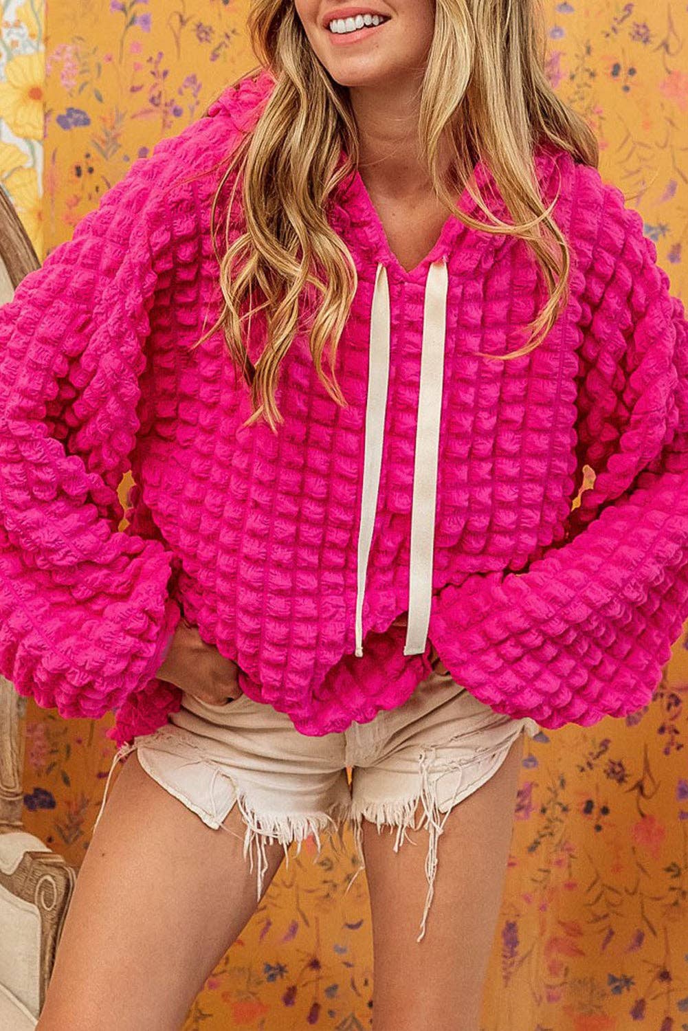 Lovesoft - Vente Sweat à capuche – femme - Sweat à capuche gaufré texturé à bulles4