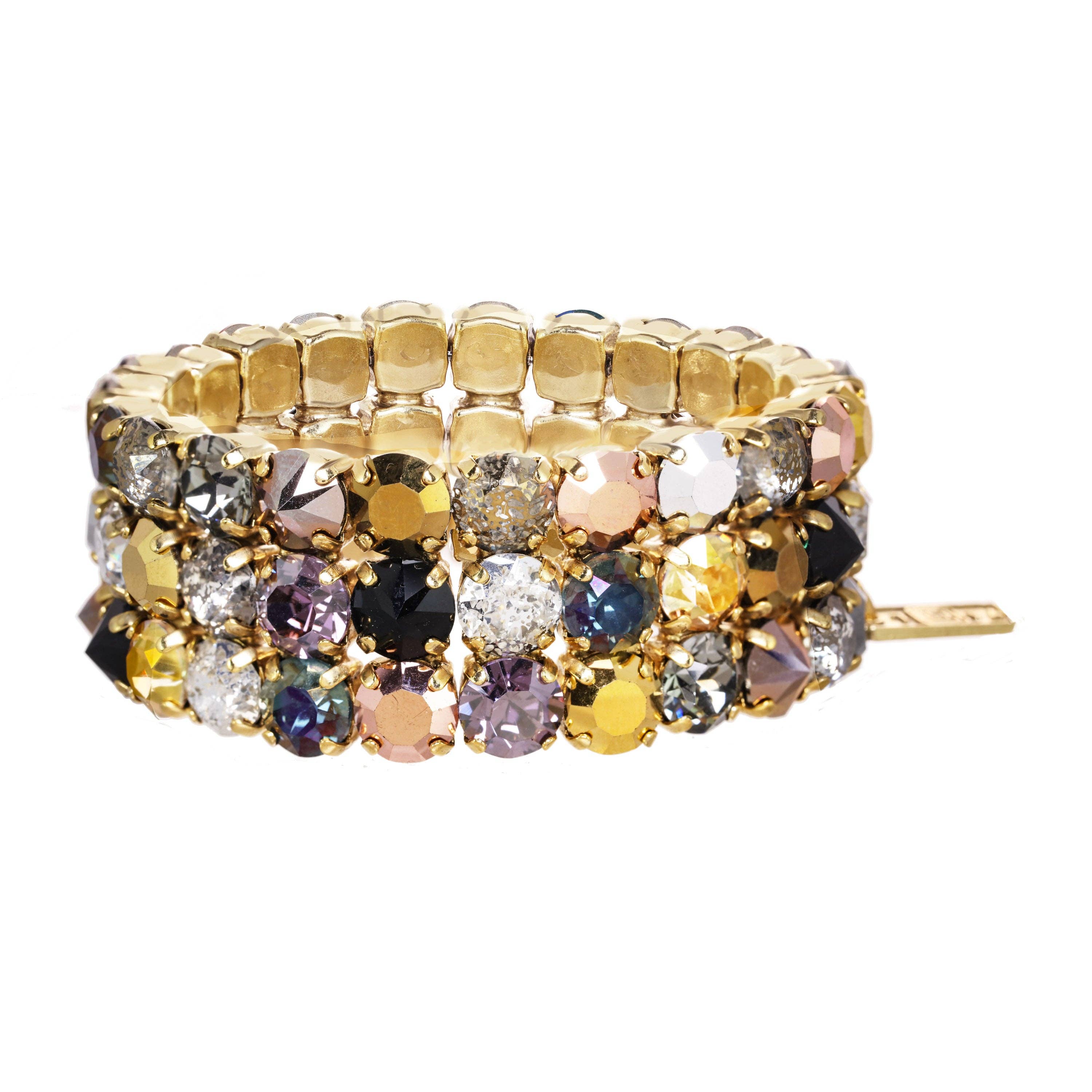 TOVA - Wholesale Bangle Bracelet - Olivia 3 Strand Stretch Bracelet in Metallics2