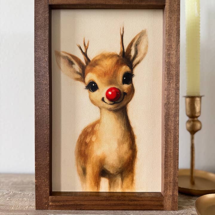 Lily and Sparrow - Wholesale Christmas Wall Art - Baby Rudolph | Christmas Wood Sign1
