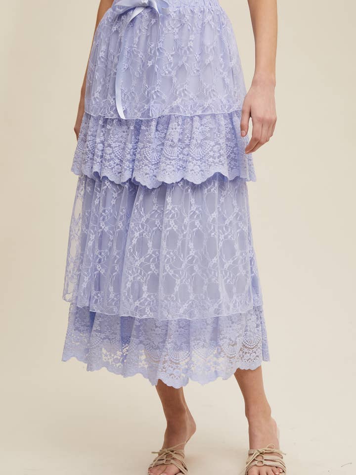 Lace Tiered Maxi Skirt LSK026 for wholesale by Listicle