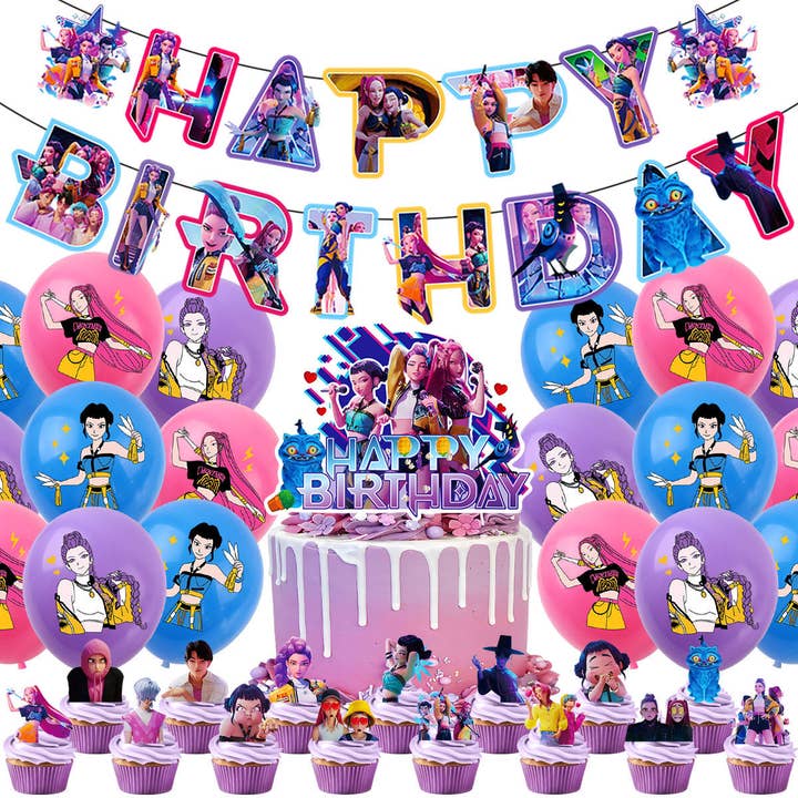 K-POP Demon Hunters Band Birthday Party Supplies Themed Tableware and Decorations for wholesale by Auraquise