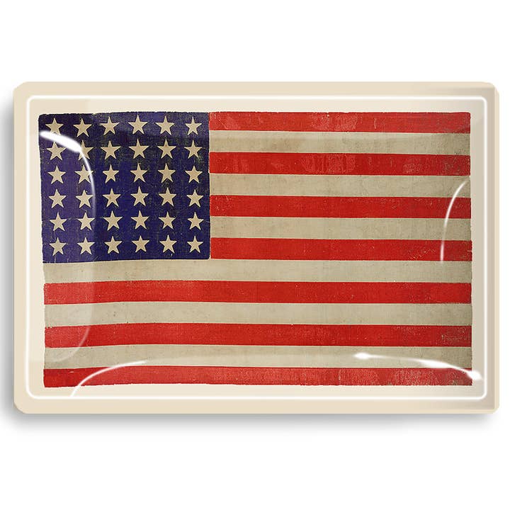 Ben's Garden - Wholesale Decorative Tray - Star Spangled Banner American Flag Decoupage Glass Tray0
